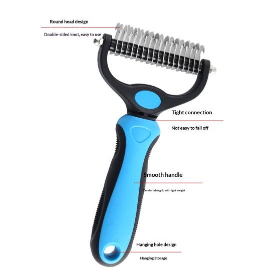 Pet Detangling Rake with Rake Cat Dematting Comb Double-Sided Undercoat Brush Deshedding Brush