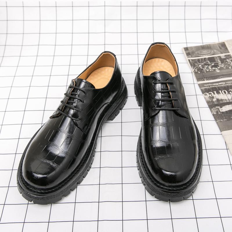 Fashion Leisure Walk Thick Bottom Oxford Shoes Versatile Mens New Casual Business Shoes PU Leather Formal Dress Footwear Simple Sneakers