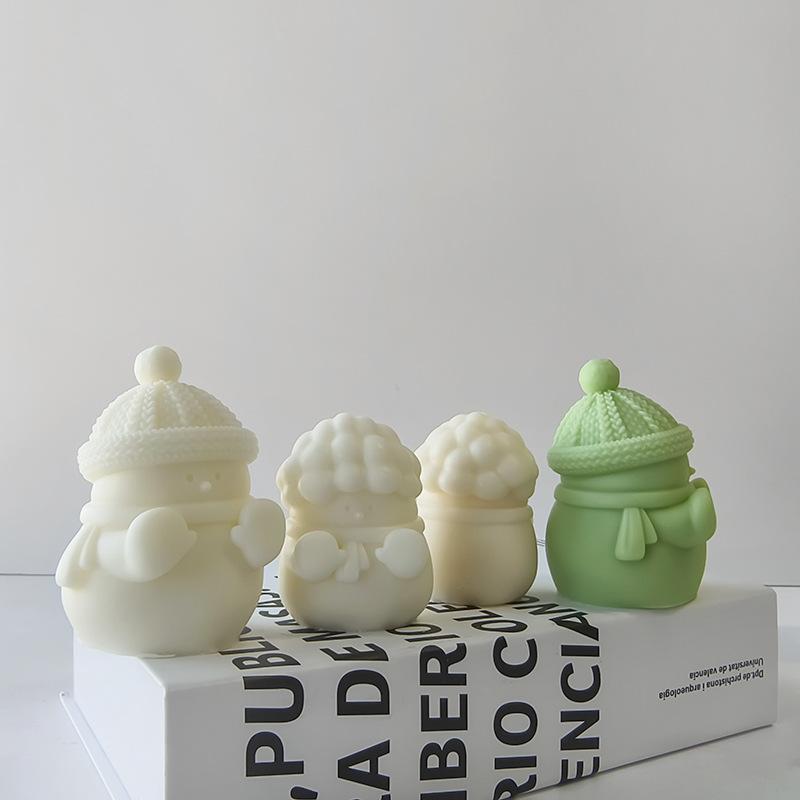 Creative Christmas Set Snowman Silicone Mold Handmade Gift Christmas Decoration DIY Aroma Candle Plaster Ornaments Mould
