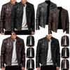 Classic Men's Faux Leather Jacket With Stand Collar For A Sleek Motorcycle Biker Look