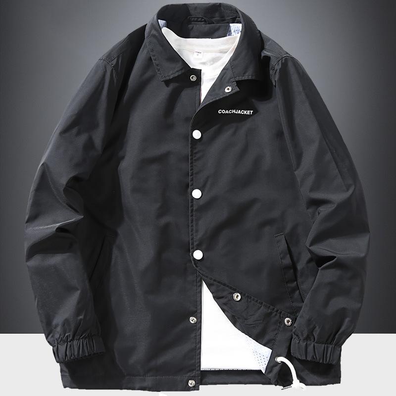 Veste Décontractée Nouvelle Printemps et Automne pour Homme Ample Grande Taille Fine Veste de Coach Tooling pour Homme 3XL black