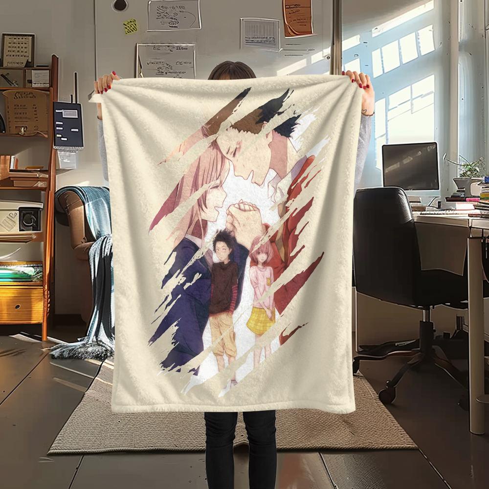 1PC A Silent Voice Print Flannel Blanket, High Quality All Seasons, Home Decor, Warmth and Comfort, Perfect for Christmas Gifts