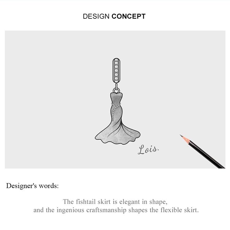 WOSTU Warm Fishtail Skirt Charm Fit Original Bracelets & Bangle 925 Sterling Silver CZ Fine Jewelry Make Gift