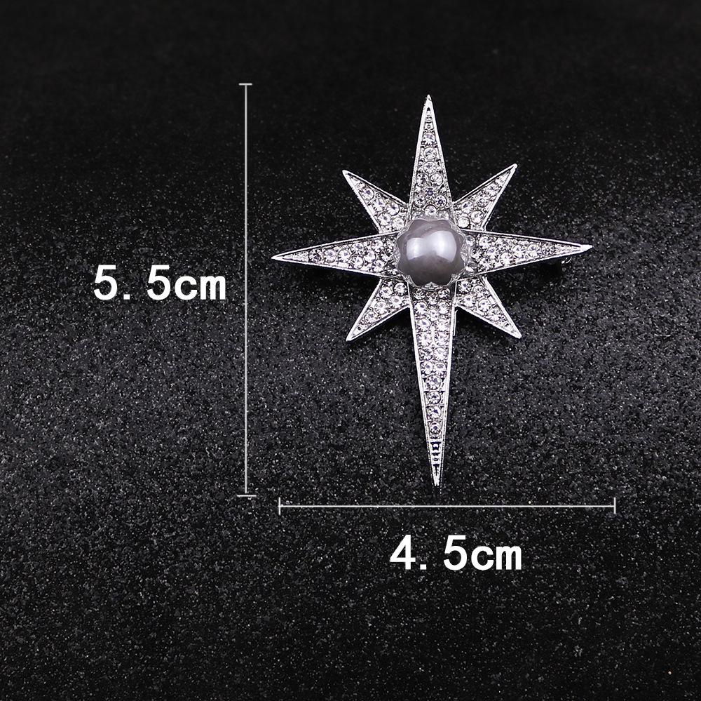 Korean Starburst Rhinestone & Pearl Brooch for Men and Women - Lapel Pin for Shirts and Jackets