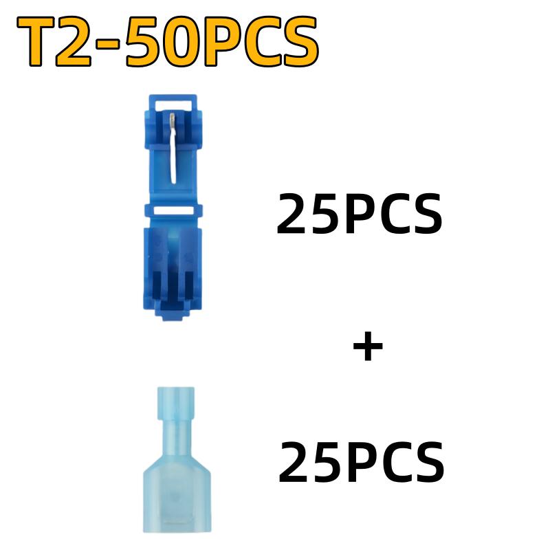 New 100-10PCS T-shaped Wire Connector Self Stripping Quick Splice Crimp Terminals Block Lock Snap Splice Lock Tape Insulation