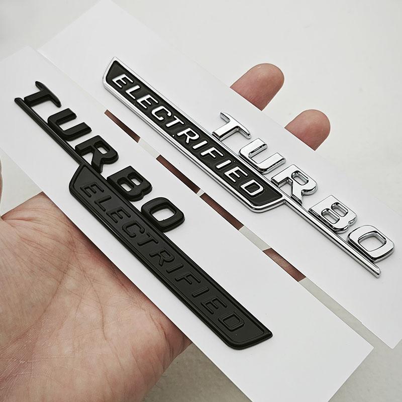 3D ABS Car Letters Logo Turbo Electrified Badge Side Fender Emblem Decals For Mercedes Benz AMG C Class C43 C63 Etc Accessories
