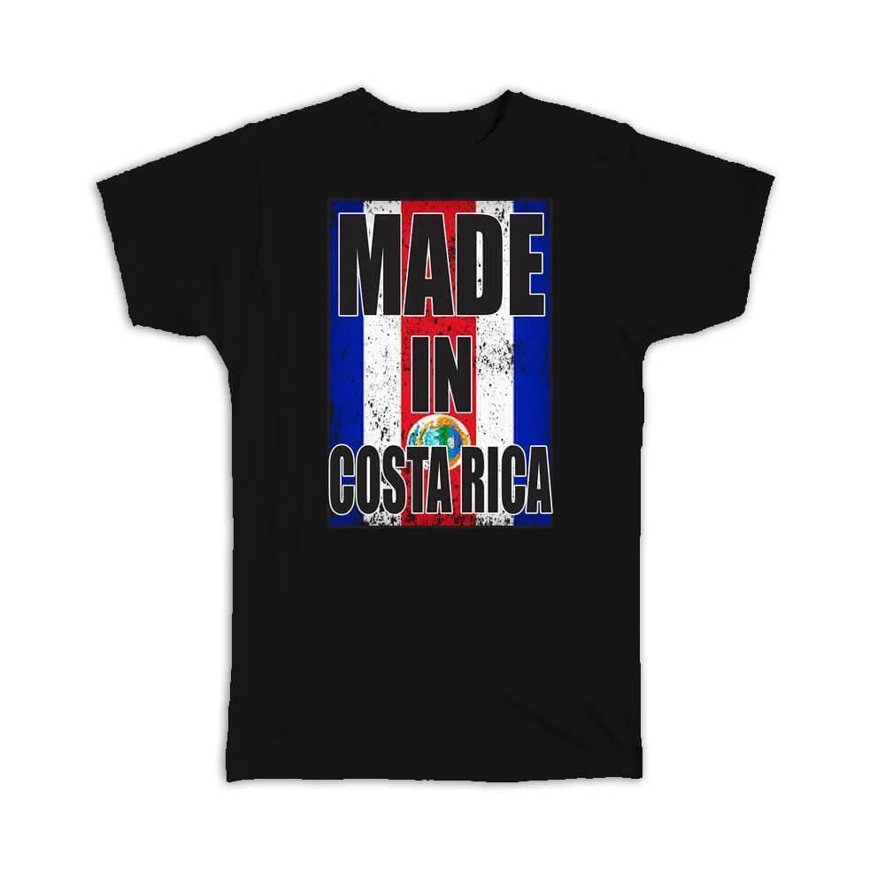 Gift T-Shirt : Made In Costa Rica Flag Retro Artistic Rican Expat Country M