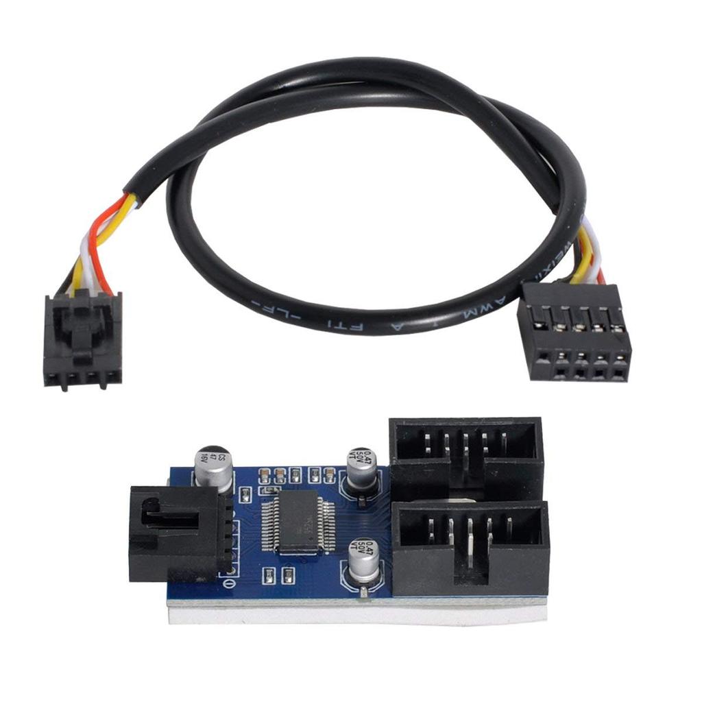 Xiwai Motherboard USB Header Female Extension Cable Hub Connector Adapter Port 9-Pin 2.0 1-2 Multi-Liner