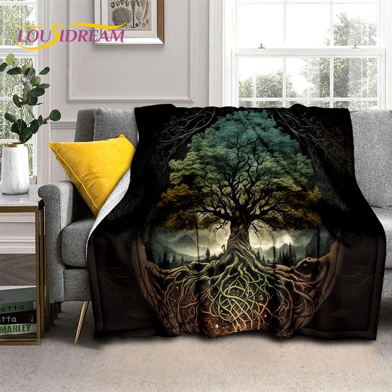 Tree of Life Nature Viking Yggdrasil Norse Soft Flannel Blankets,Throw Blanket Comfortable Blanket for Picnic Beds Home Bedroom