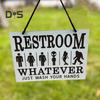 Gender Neutral Toilet Sign Whatever Just Wash Your Hands Sign Alien Mermaid Inclusive Sign for Home Bathroom Restroom Wall Decor