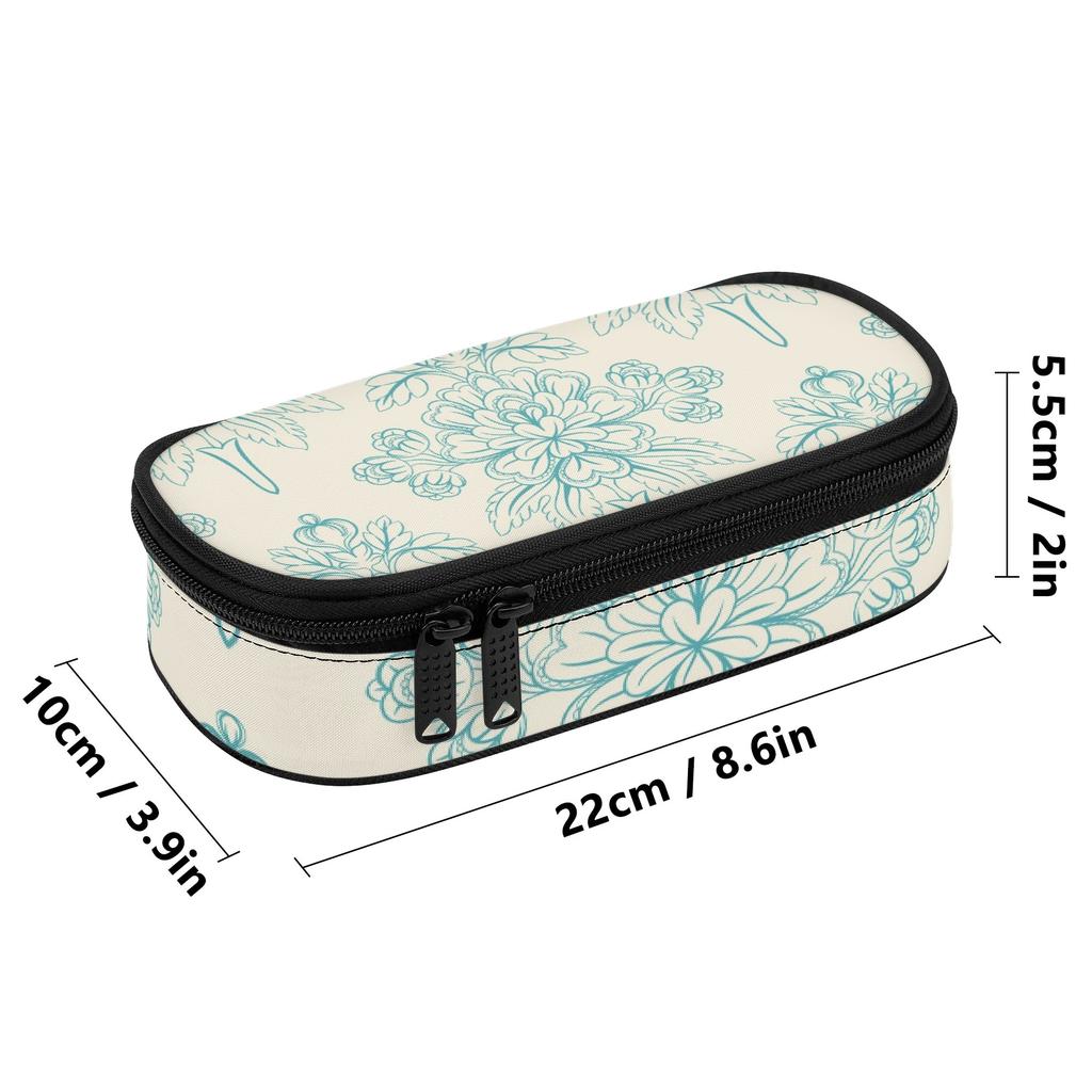 Pencil Case 300D Polyester Practical Secure Zipper Closure with Main Compartment Mesh Pocket and Pen Slots for Daily School Use