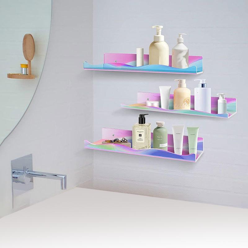 4 Colorful Acrylic Suspension Floating Shelves -  Precise Card Slot - For Perfume, Cosmetics, Books, Handwork Storage