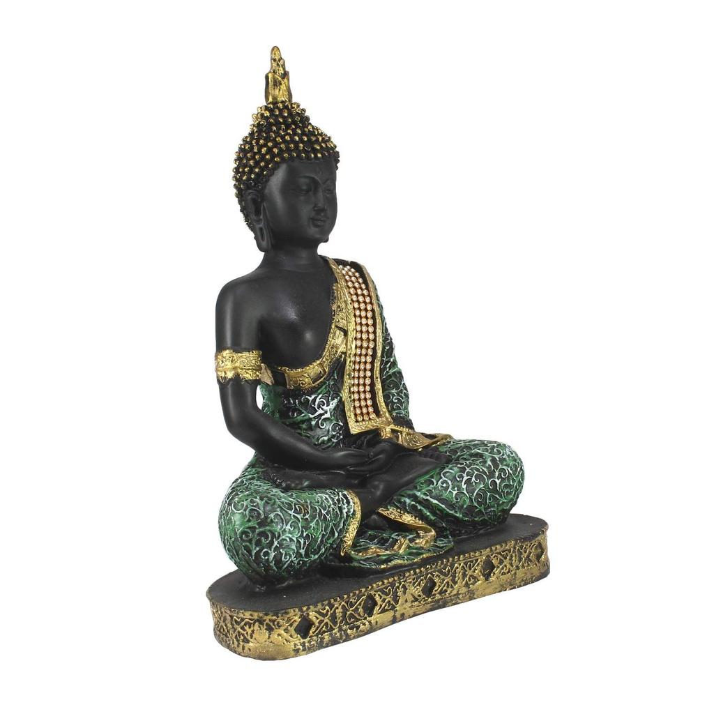 Statua di Buddha (6 cm x 15 cm x 24 cm, Verde)