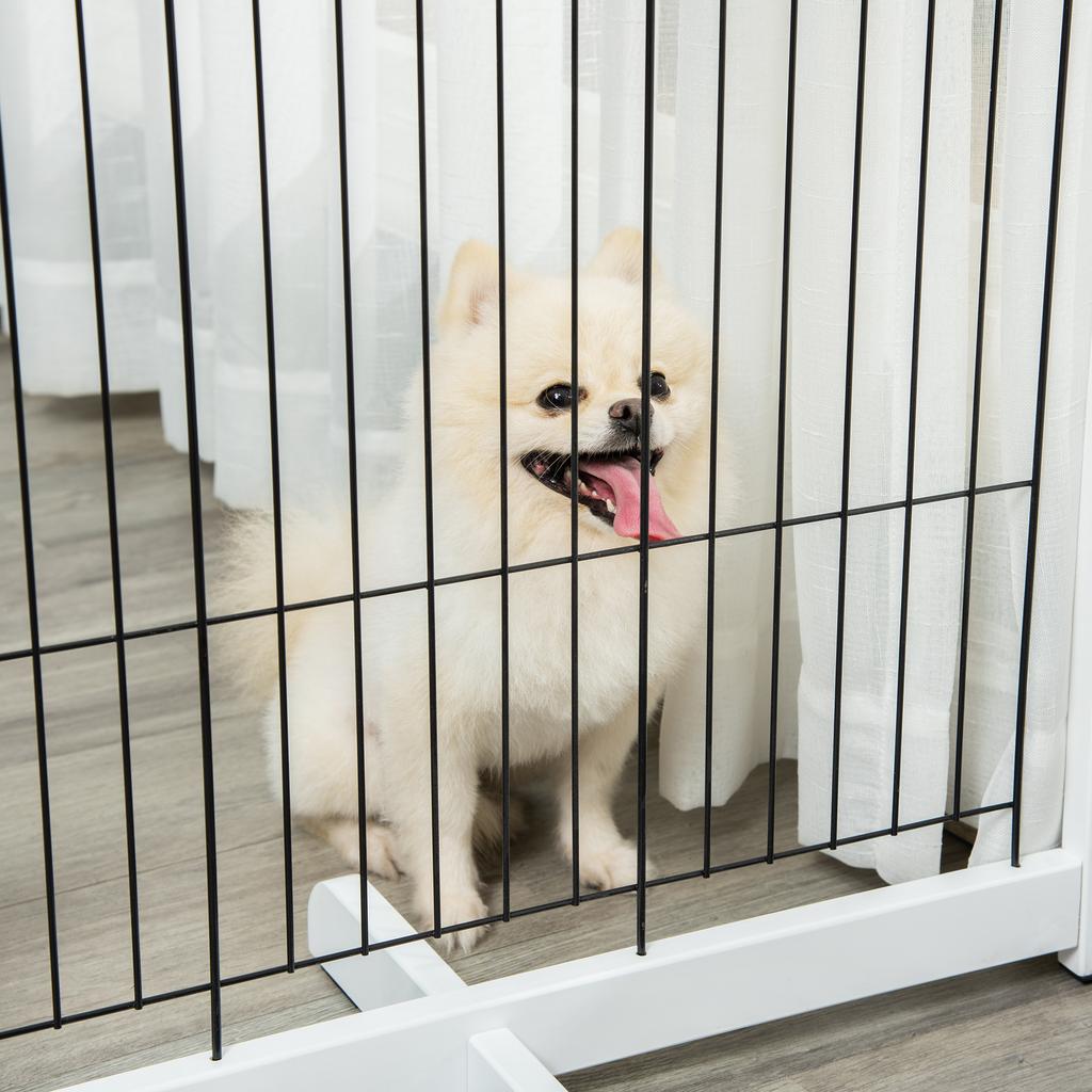 Dog Barrier Gate Freestanding Protective Gate with Feet 305 x 82 cm Wood Dog Gate Foldable Stair Safety Gate Dog Barrier Gate for Stairs, Doors