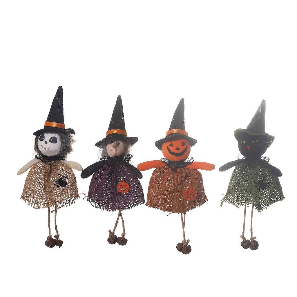 Cartoon Burlap Elf Pumpkin Doll Pendant for Halloween Decorations and Scene Dressing