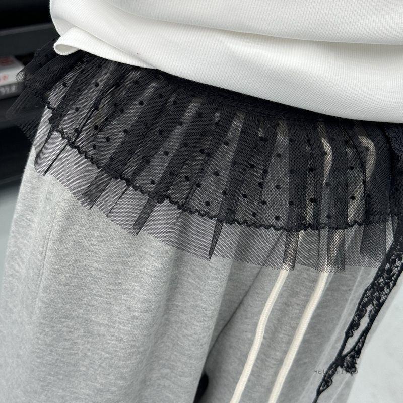 

Двусторонняя корейская юбка из сетки с кружевом, с поясом-корсетом в балетном стиле и декоративным воротником. Standard