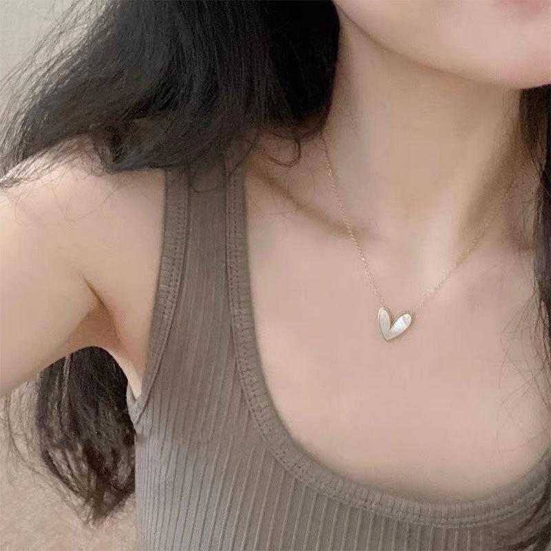 White Love Titanium Steel Necklace Women's Collarbone Chain