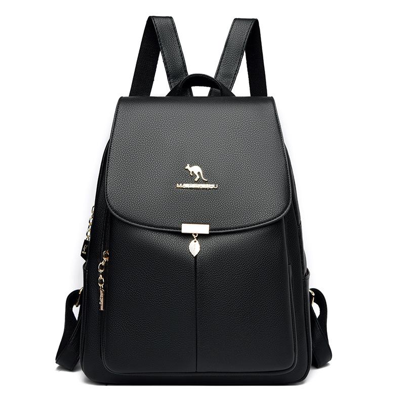 

Модный рюкзак для женщин из мягкой кожи, новый стиль, модный рюкзак для мам среднего возраста, дорожная сумка из мягкой кожи, большая вместимость