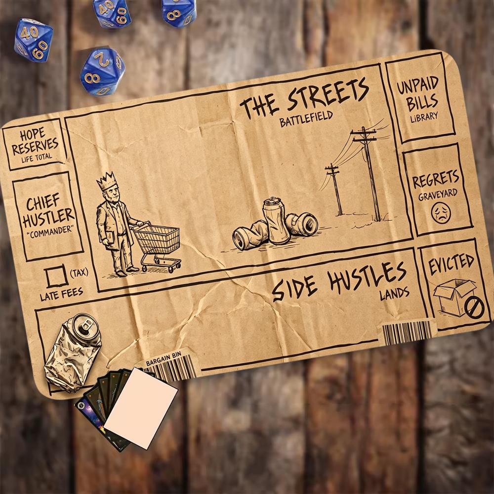 Vintage Worn Paper Street Sketch Card Game Playmat XXL Mousepad Stitched Edge Non-Slip Rubber Base Thick Wear For work Card game
