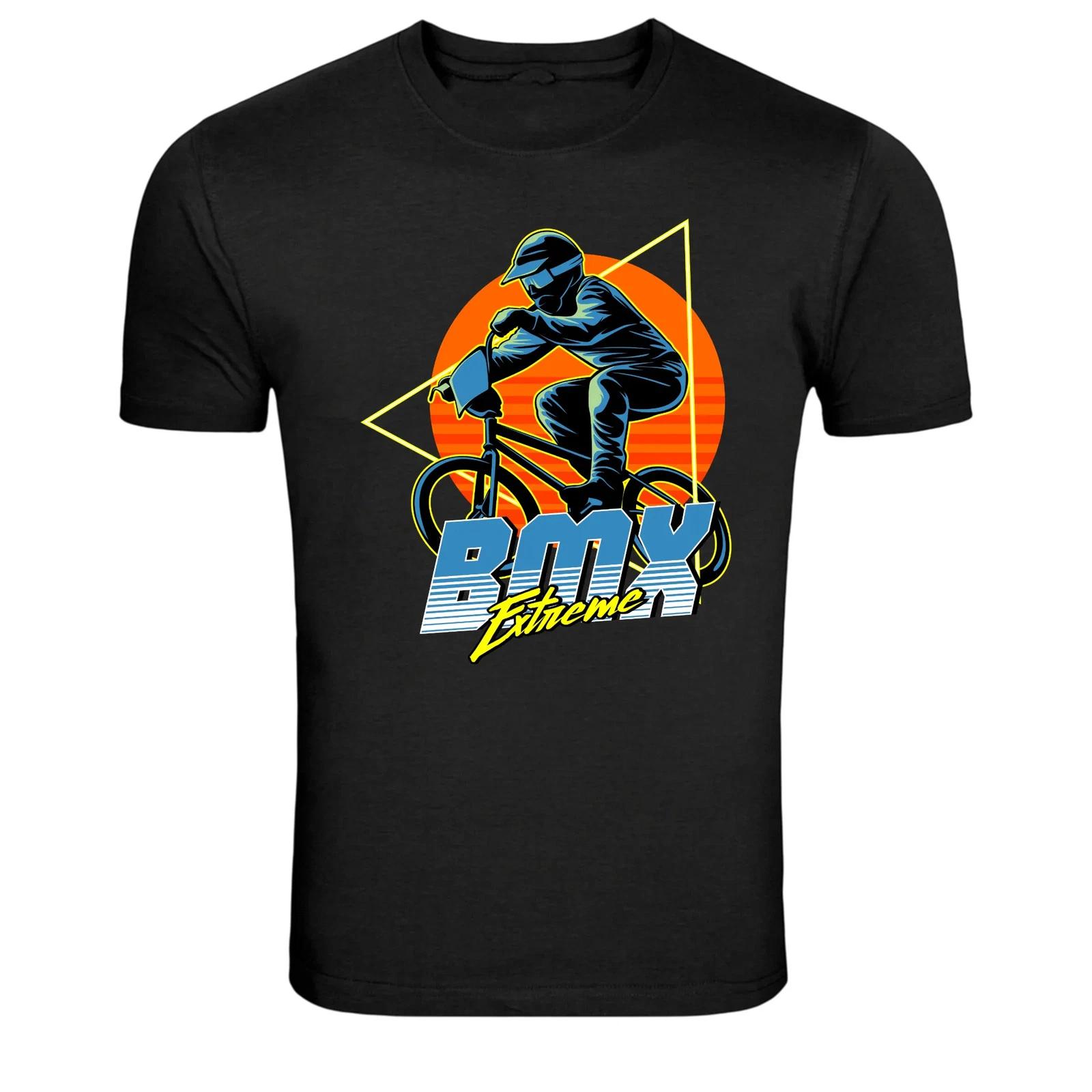 BMX Extreme Rider Retro Sunset Bike Stunt Graphic T-Shirt M
