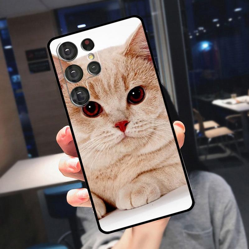 British Shorthair Cat Cover For Samsung Galaxy S25 Ultra S24 S22 S21 S23 Plus S20 FE S9 S10 S24 FE Phone Case