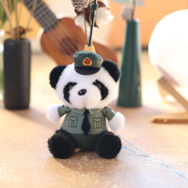 And Police Fire Fighter Panda Animal Plush Keyring With Short Pile For Gifts