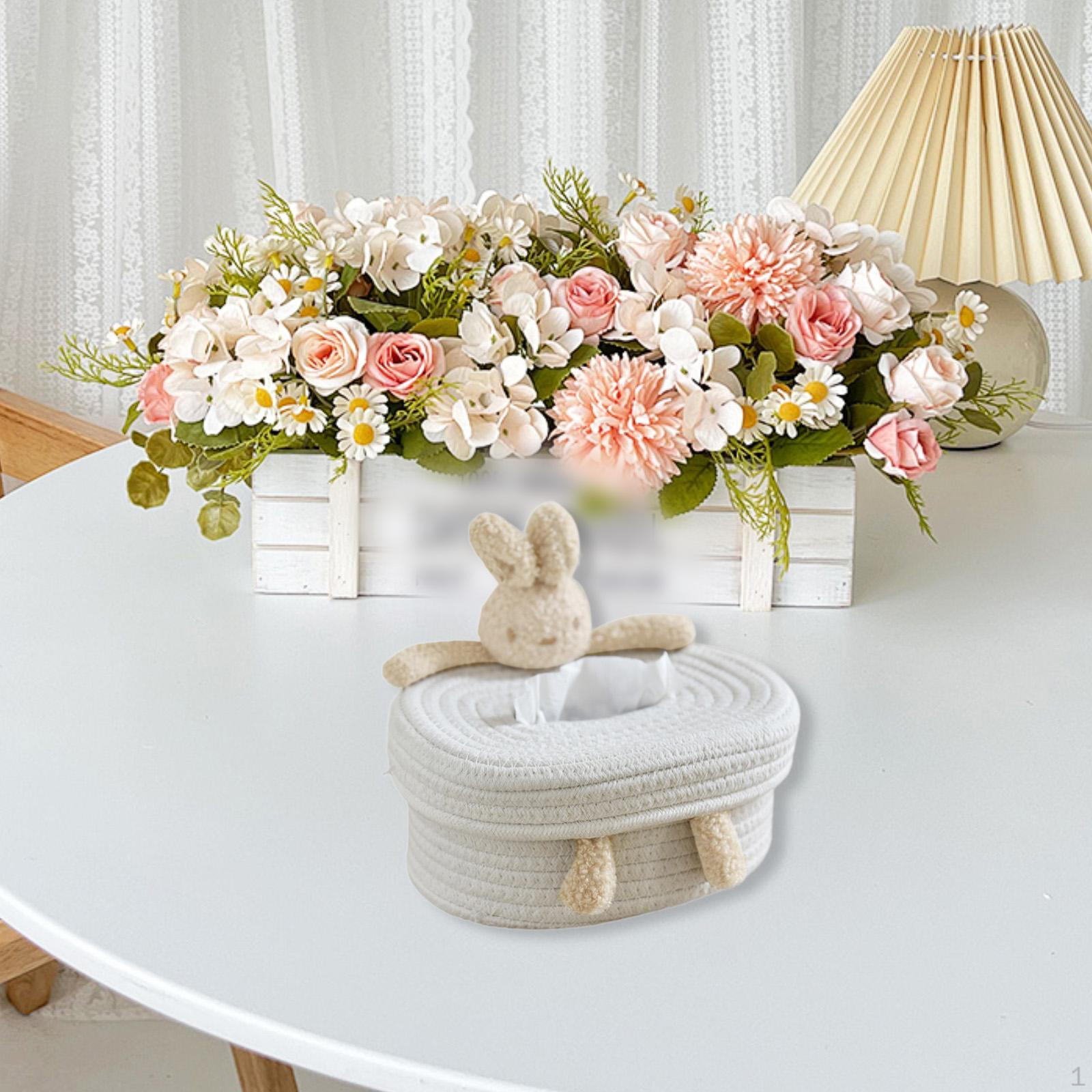 

Чехол для коробки с салфетками для лица из хлопковой веревки 21x15x10 см, многоцелевой декоративный аксессуар для прикроватного столика Rabbit