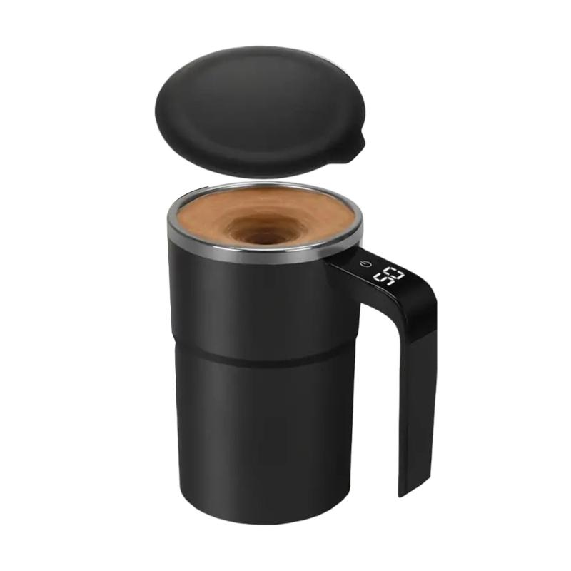 

Stirring Mug 380ml Electric with LED Temperature Display Type C Fast Charging Auto Stirring Timer Coffee Cup Gift чорний