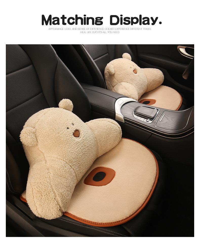 Cute Bear Plush Winter Car Seat Cushion for Mazda EZ6, CX30, CX50, and Mazda 6