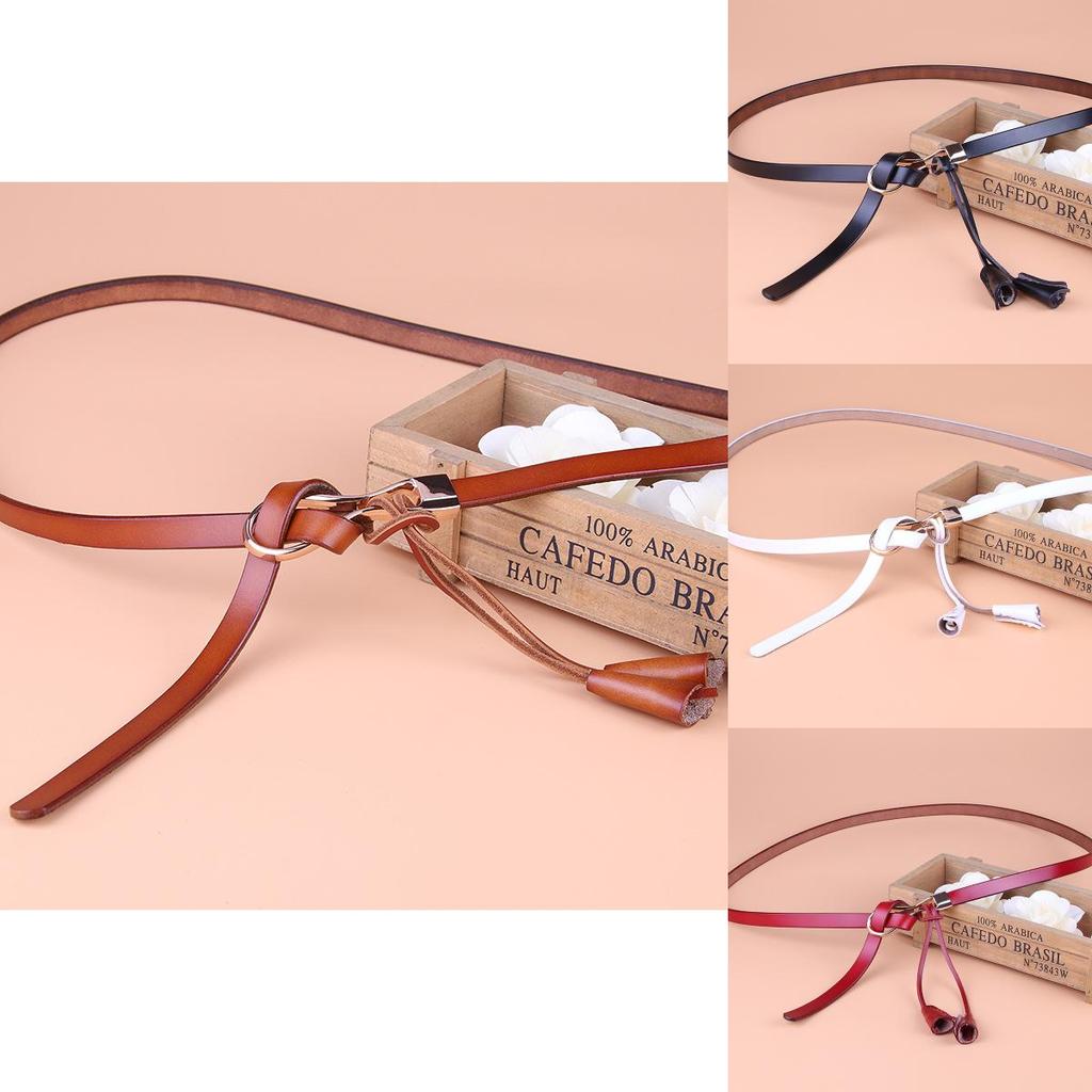 Genuine Leather Womens Fashion Belt With Alloy Buckle And Tie Closure For Office Style