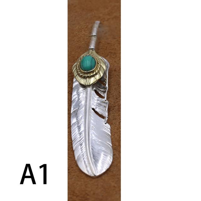 

Ювелирные изделия из стерлингового серебра 925 пробы в стиле ретро, ​​тайское серебро, корейская версия для мужчин и женщин, подвеска с бирюзовым пером, подвеска-цепочка на свитер