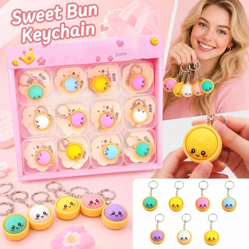 Steamed Bun Keychain -Pack - Realistic Baozi Shape Key Set for Party Favors and Gifts