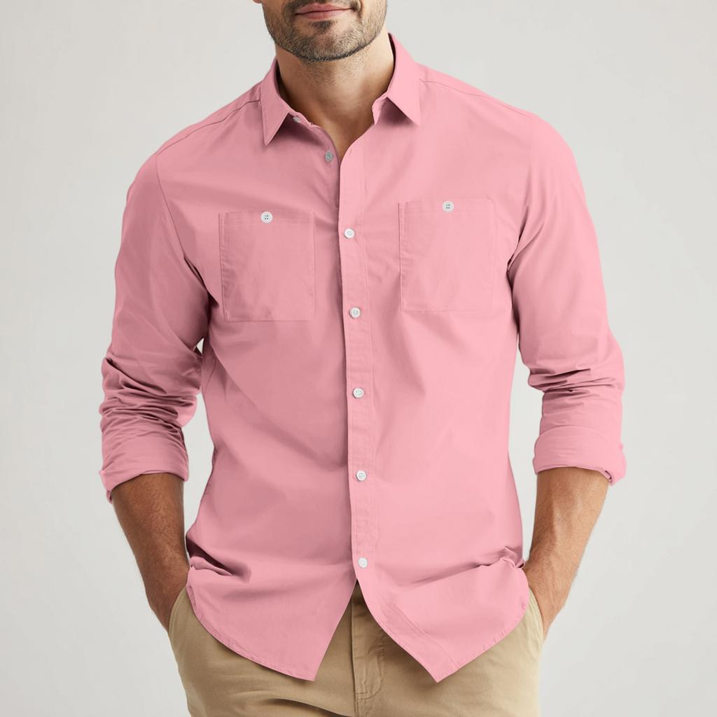 Herren Locker Klassisch Revers Mehrfach-Taschen Industrielles Arbeitshemd Top