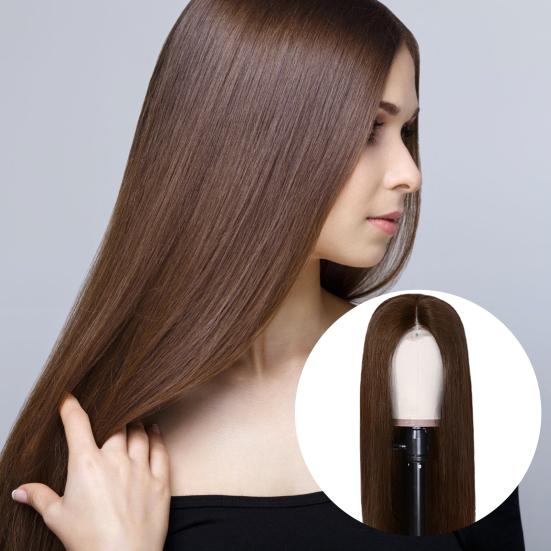 Women Long Straight Wig Middle Part Natural Looking Silky Heat Resistant High Temperature Fiber Ladies Black Brown Synthetic Hair
