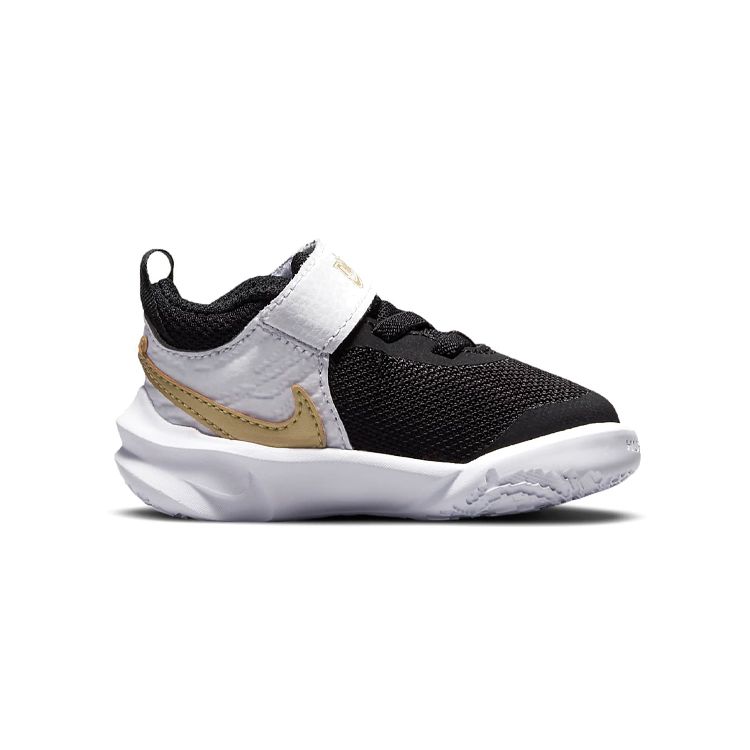 Nike Team Hustle D10 TD Black White Metallic Gold Baby Sneakers Photon-Dust CW6737-002