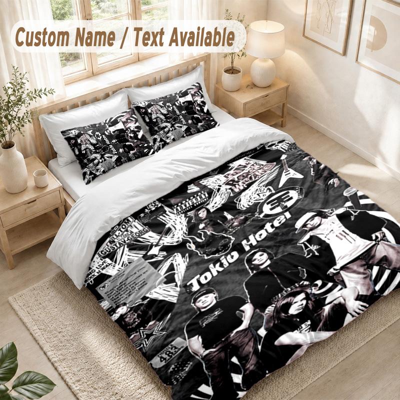 Tokio Hotel Bedding Set, 1 Duvet Cover & 2 Pillowcases Soft Comfortable Bedroom Home Textile Decor