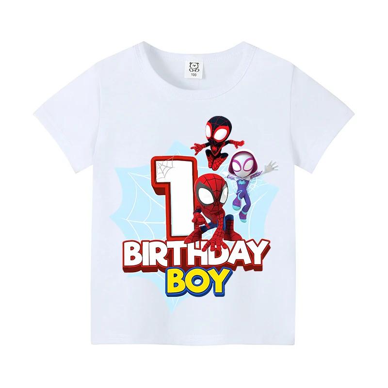 New Short Sleeve Marvels SpiderUnisex Kids Tshirt Number 19 Cartoon Figure Printed Tshirt Birthday Party Wears 100Cotton Tee
