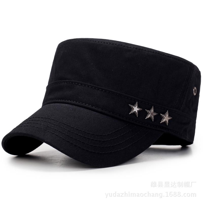 Men Women Baseball Cap Skull Rivet Flat Top Big Head Hat Outdoor Leisure Hats Hip Hop High Street Dancing K-pop