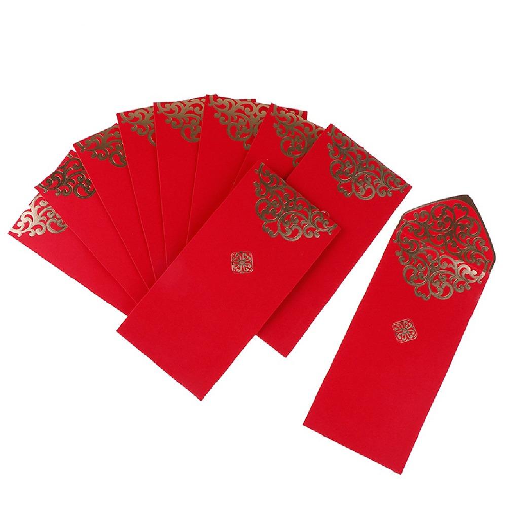 10Pcs Red Red Pocket Gold Stamping Red Gift Envelope Practical Red Envelope  Spring Festival