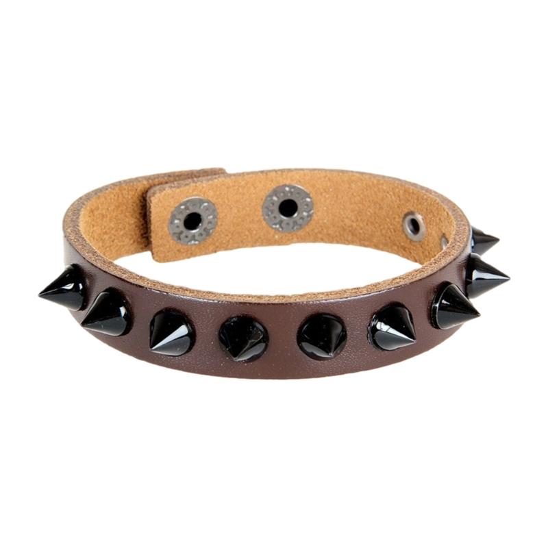 Панк Стиль Кожаный Браслет с Шипами для Мужчин и Женщин Дерзкий Готический Напульсник с Клепками Прочный Модный Ювелирный Аксессуар
