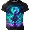 Herren T-Shirt mit 3D-Druck Drachenmuster, täglich lässige Streetwear, Outdoor-Sport, kurze Ärmel, urbane Mode, Sommer
