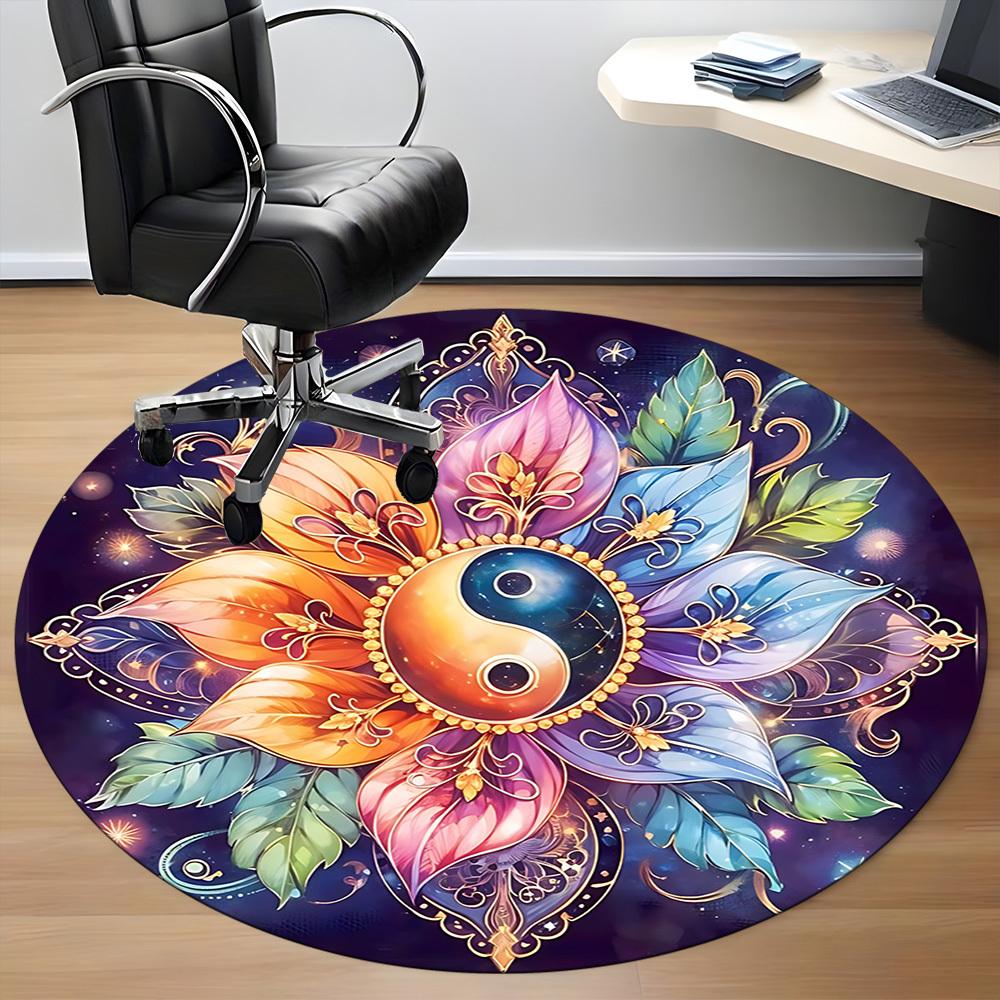 1PC Yin Yang Symbol Chair Carpet for Office, Indoor Non-Slip Washable Carpet, Soft Comfortable Mat For Office Room Yy250930301