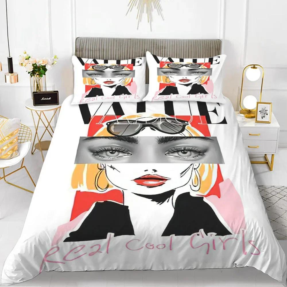 

Fashion Girl King Queen Duvet Cover European and American Modern Trend Girly Bedding Set for Teens 2/3pcs Polyester Quilt Cover 70x133cm 2pcs