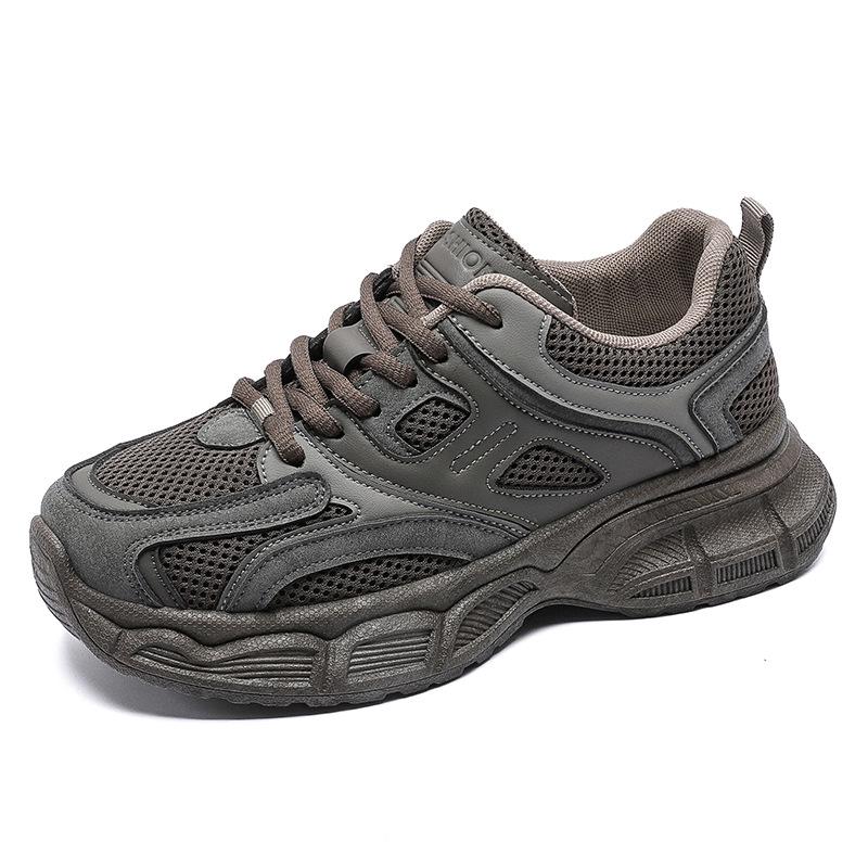 Damskie Modne na 2024 rok Całe Czarne Antypoślizgowe Sneakersy Taty na Jesienne Bieganie i do Noszenia na Co Dzień