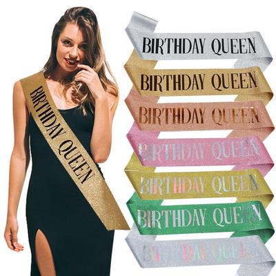 European & American Fashion Glitter Birthday Sash - Birthday Queen/Girl Ribbon