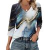 Women's Fashion Casual Three-quarter Sleeve Raglan Sleeve Vintage Floral Print V-Neck Top