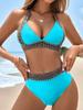 2025 Europäischer & Amerikanischer Sexy Bikini-Badeanzug für Damen mit geteiltem Rücken und ohne Rückenteil, einfarbig