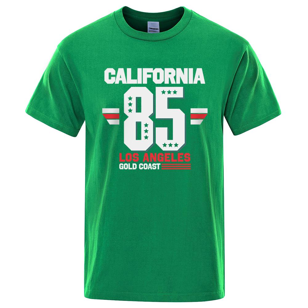 

California 85 Los Angeles Gold Coast T-Shirt Casual Loose Tops Oversized Summer Tee Clothes Fashion Cotton Crewneck Men Clothes 4XL