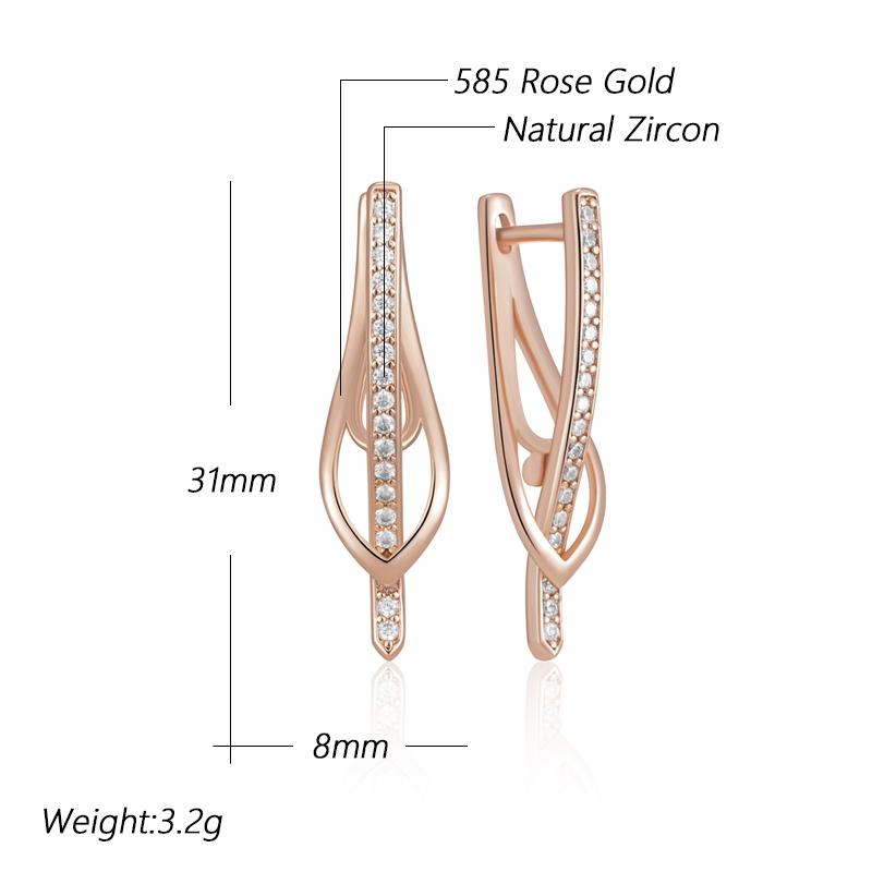 Innovative Design Natural Zircon Drop Earrings For Women  Rose Gold Color Romantic Gift Fashion Daily Fine Jewelry