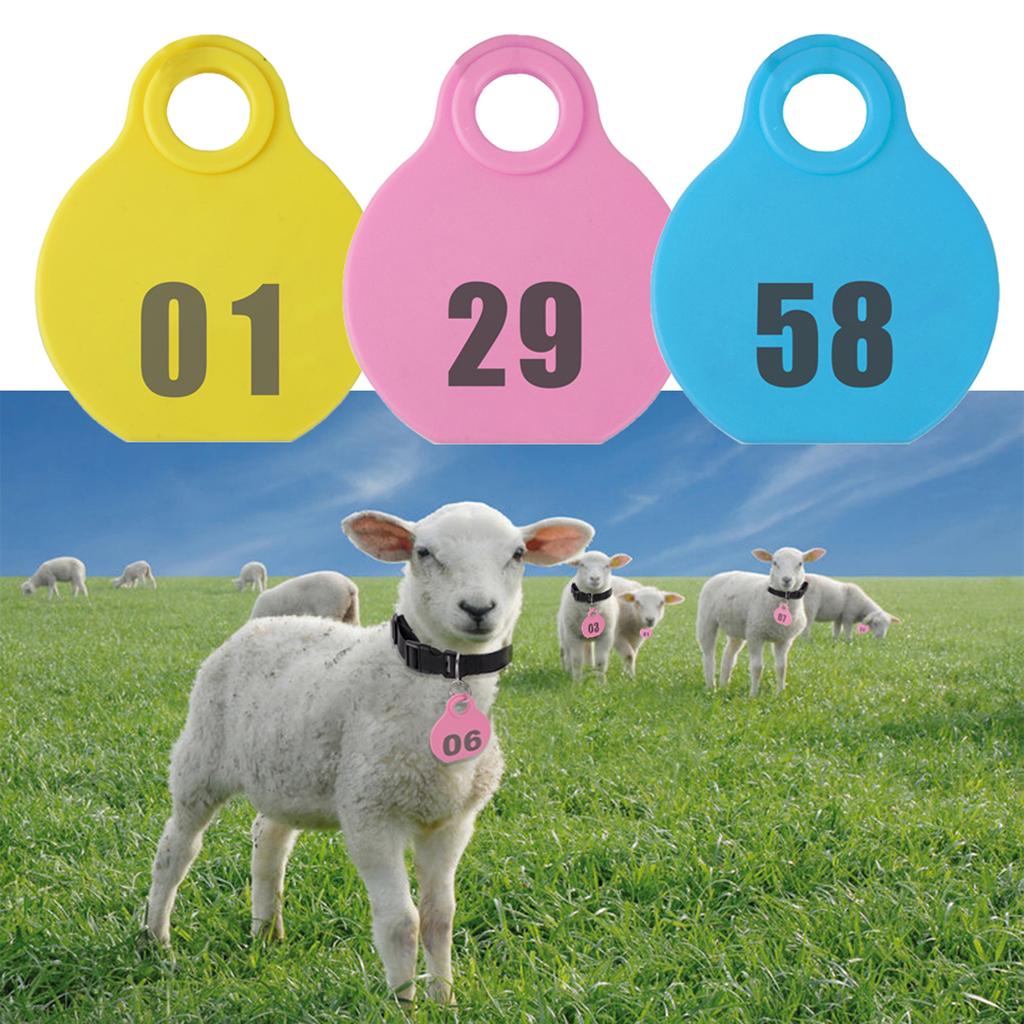Collar de Nylon Ajustable Etiqueta Colgante para Animales de Granja Mascotas Ganado con Número de Serie de Doble Cara para Granja Ganado Animal Mascota Cabra Oveja 28 Piezas